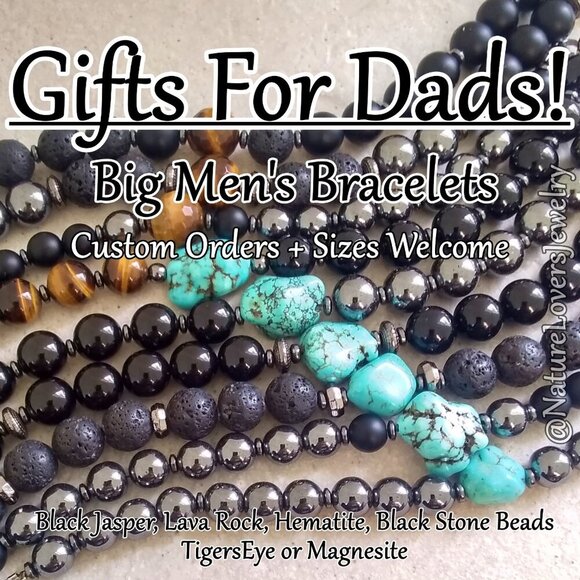 Shop Gifts for Dads!!! Handsome Big Man's Bracelets - Semi-Precious Stone Beads - Picture 1 of 12